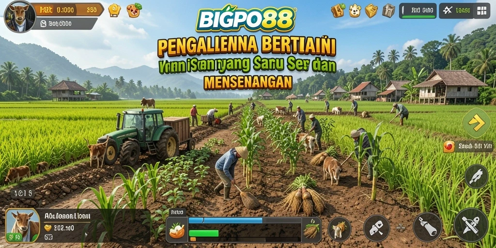Screenshot gameplay BIGPO88 menampilkan aktivitas bertani yang menarik dan menyenangkan.