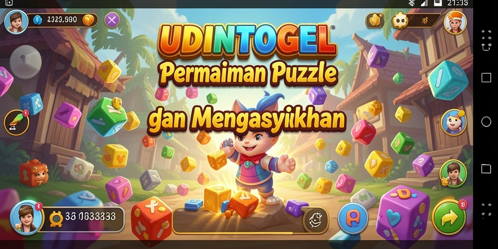 Screenshot UDINTOGEL menampilkan gameplay puzzle yang menarik.